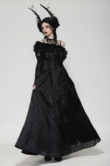 Black Ruffled Off Shoulder Long Bishop Sleeves Lace Women's Gothic Cape - Product - 7