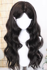 Black Tea Middle-Parted Natural Daily Sweet Japanese Lolita Long Curly Wig - Product - 2