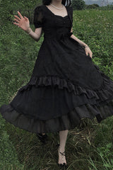 French Elegant Print Multi-Layer Ruffled Short Sleeve Classic Lolita Dress - Product - 6