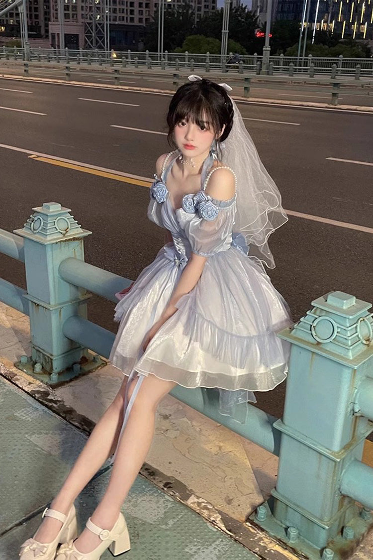 Gradient Gorgeous Bowknot Strawberry Princess Hanayome Short Sweet Lolita Jsk Dress 4 Colors - Product - 4