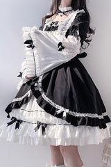 White/Black Hime Sleeves Multi-layer Ruffle Cardigan Bowknot Gothic Princess Lolita Dress - Product - 6