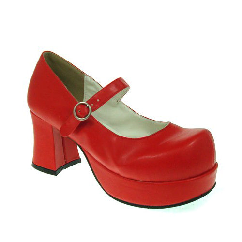 Red Synthetic Leather Round Toe Cross Straps Platform Classic Lolita Shoes - Product - 3