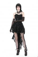 Black Ruffled Lace Splice Lace-Up Women's Gothic Overbust Corset - Product - 6