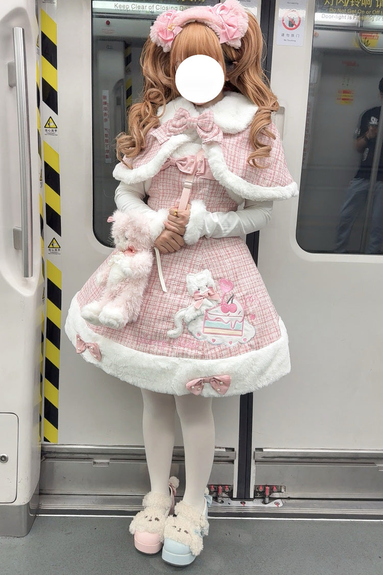 Pink Print Embroidery Bowknot Sweet Princess Lolita Jsk Dress - Product - 6