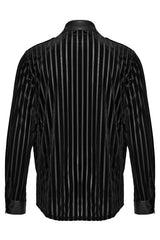 Black Lapel Collar Stitching Slim Men's Gothic Blouse - Product - 7