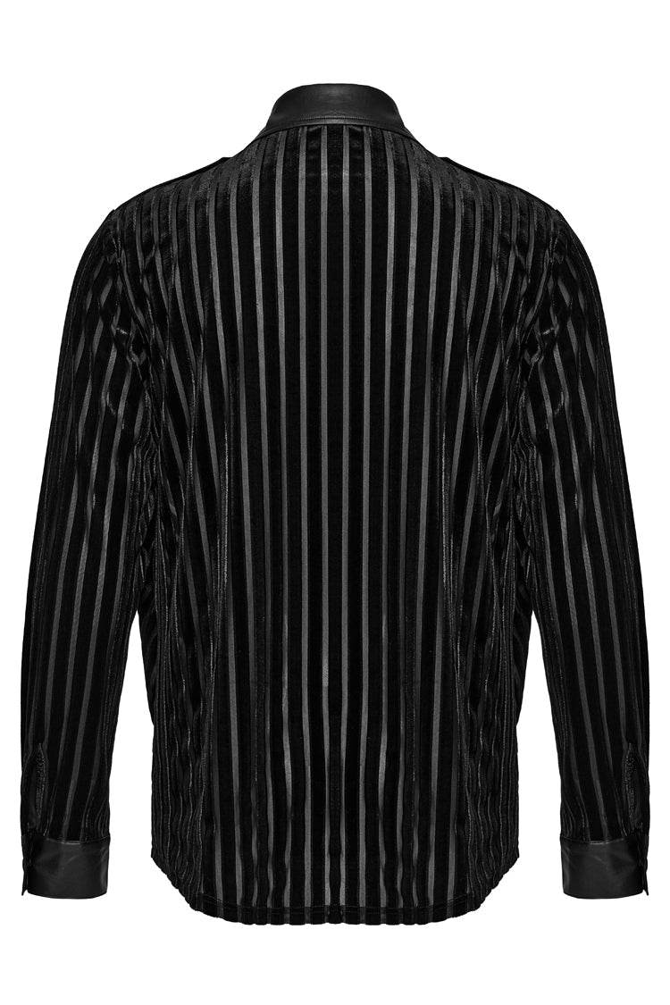 Black Lapel Collar Stitching Slim Men's Gothic Blouse - Product - 7