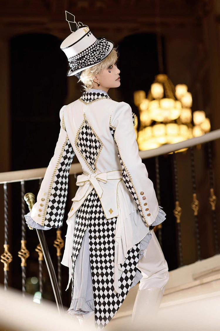 White Immortal Lost Alice Plaid Print Elegant Ouji Fashion Lolita Coat - Product - 4
