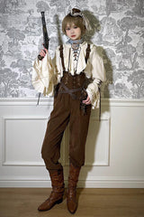 Pirate Series Navigation Treasure Hunting Guide High Waisted Embroidery Ouji Handsome Lolita Long Pants 2 Colors - Product - 5