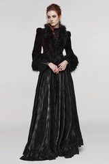 Women's V Collar Long Sleeves Faux Fur Stitching Gothic Coat 4 Colors - Product - 19