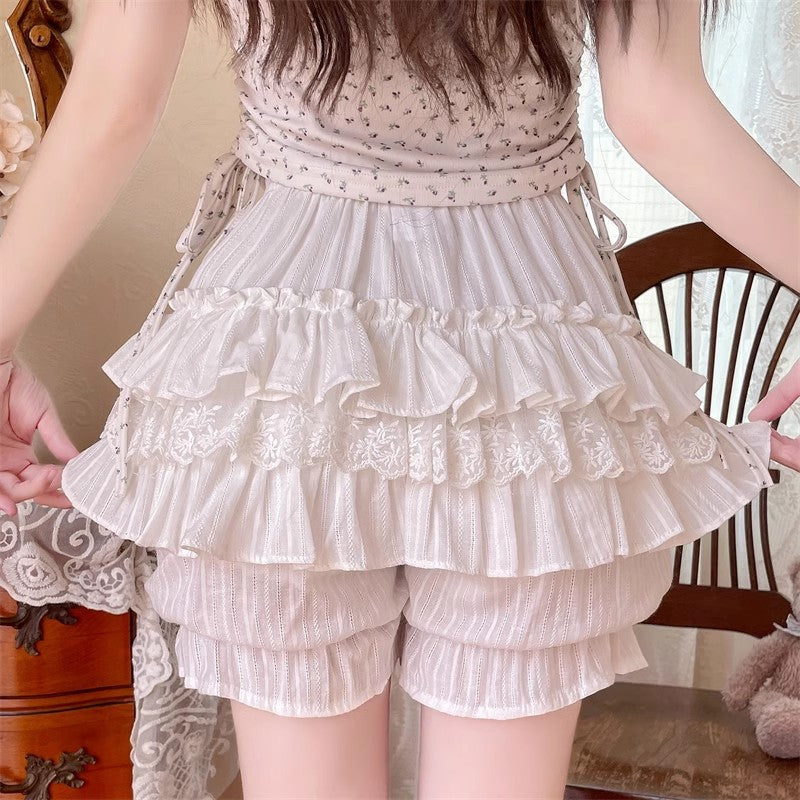 Lace Cotton Layered Lolita Pumpkin Pants 4 Colors - Product - 10