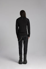 Black Round Collar Long Sleeves Mesh Pleated Loop Men's Punk Blouse - Product - 8