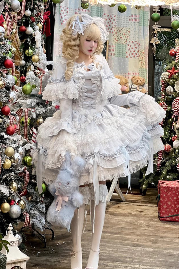 [Girl Doll] Multi-Layered Ruffle Bowknot Lace Sweet Princess Lolita Jsk Dress - Product - 6