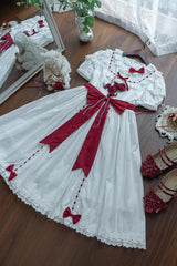 Moon Mist Poetry Short Sleeves Ruffle Bowknot Sweet Lolita Dress 2 Colors - Product - 4