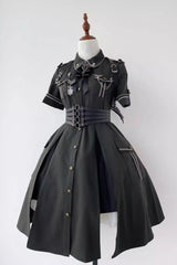 Evil Python 2.0 Short Sleeves Gothic Military Handsome Lolita Dress 3 Colors - Product - 18