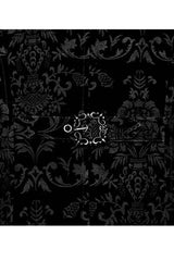 Black Punk Weft Velveteen Print Splicing Stand Collar Lacework Decorate Long Men's Coat - Product - 6
