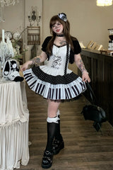Multi-Color Halterneck Sleeveless Piano Key Music Note Printed Ruffled Lace Plus Size Japanese Sweet Lolita Jsk Dress - Product - 10