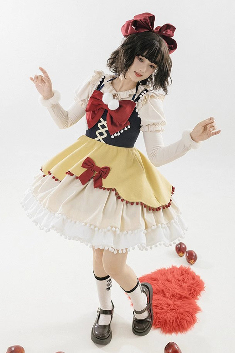 Confession Function Multi-layer Ruffle Bowknot Color Matching Autumn Winter Sweet Lolita Jsk Dress - Product - 4