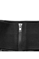 Black Glossy Cortex Waist Seal Square Hem High Waist Women's Gothic Skirt - Product - 8