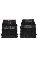 Black Ruffle Mesh Women's Gothic Skirt with Belts - Product - 5