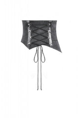 Washed Black Lace-Up Buckled Eyelet Women's Punk Asymmetric Corset Waist Belt - Product - 12