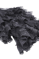 Black Multi-Layered Ruffled Lace Long Trumpet Sleeves Women's Gothic Princess Sexy Top - Product - 14