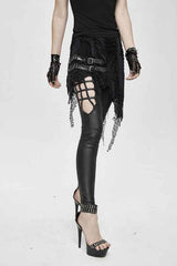 Black Fake Two Pieces Ripped Skirts Sexy Leggings Womens Pants - Product - 4