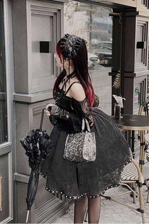 Black Green Elegant Bowknot Long Sleeves Gothic Lolita Jsk Dress - Product - 4