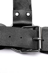 Black Women's Steampunk Buckle Faux Leather Body Harness - Product - 8