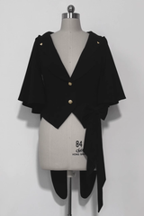 Black Retro Cute Cool Ouji Fashion Lolita Hooded Jacket - Black - 1