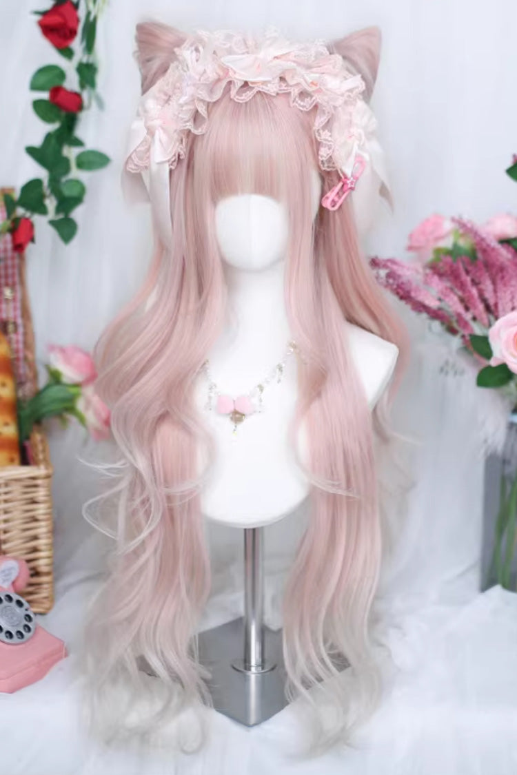 Pastel Pink Ombre Soft Curls Long Sweet Lolita Wig - Pastel-Pink - 1