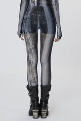 Slim Mesh Tie-dyed Women's Steampunk Leggings 2 Colors - Product - 3