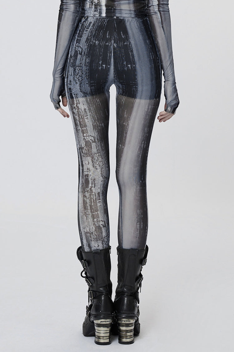 Slim Mesh Tie-dyed Women's Steampunk Leggings 2 Colors - Product - 3