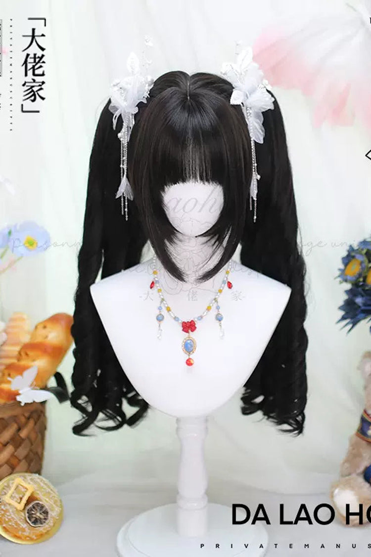 Black With Roman Roll Ponytail Sweet Lolita Short Wigs - Product - 3