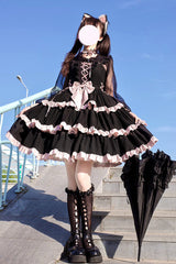 Black Multi-Layer Ruffled Ballet Sweet Lolita JSK Dress - Product - 3