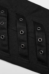 Black Stitching Slim Mesh Buckles Metal Hardware Women's Steampunk Pants - Product - 6