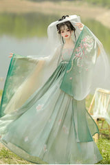 Embroidery Women's Sweet Chinese Style Hanfu Dress Full Set 2 Colors - Product - 5
