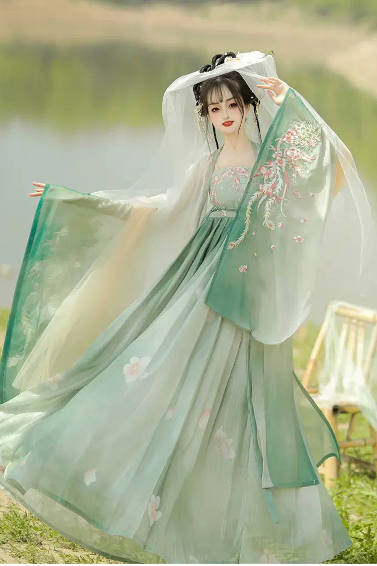 Embroidery Women's Sweet Chinese Style Hanfu Dress Full Set 2 Colors - Product - 5