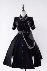 Evil Python 2.0 Short Sleeves Gothic Military Handsome Lolita Dress 3 Colors - Product - 2