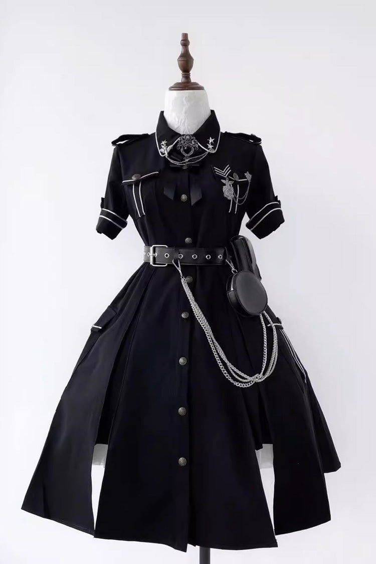 Evil Python 2.0 Short Sleeves Gothic Military Handsome Lolita Dress 3 Colors - Product - 2