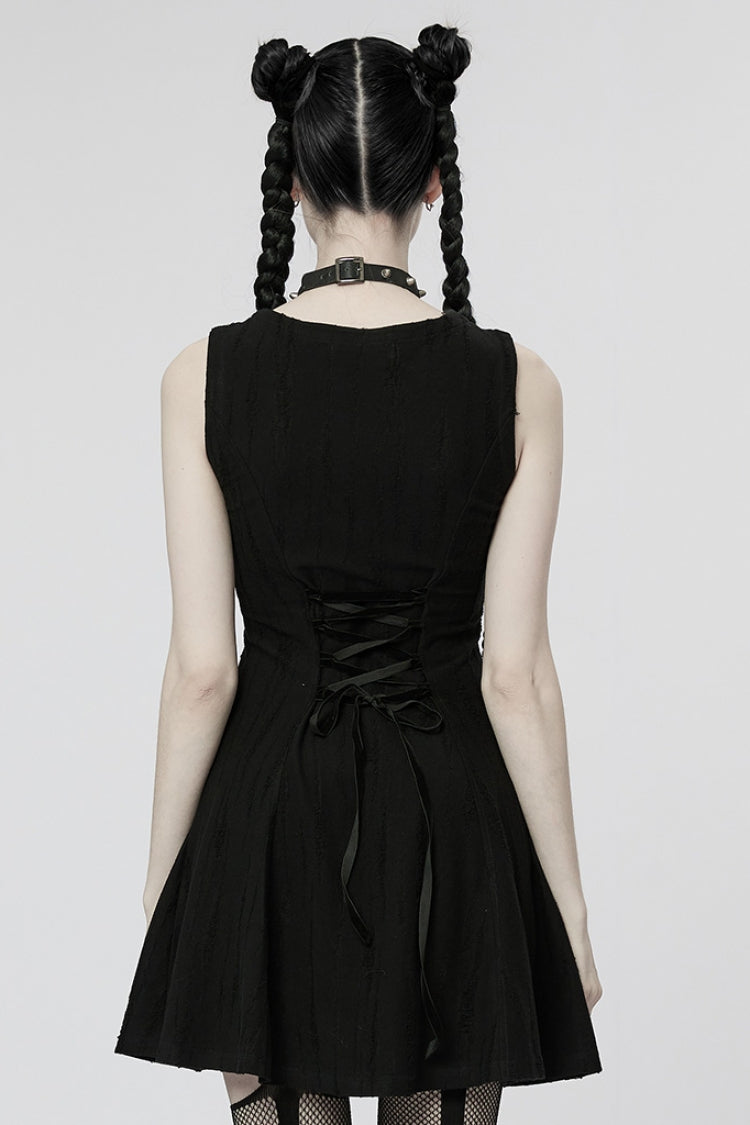 V Collar Sleeveless Buckle Women's Steampunk Dress 2 Color - Product - 3