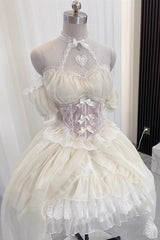 Ballet Twins Ruffle Bowknot Short Front Long Back Sweet Lolita Dress 2 Colors - Product - 5