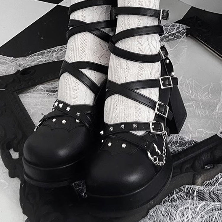 Gothic Punk Judgment Angel Patent Leather Lolita High Heels 2 Colors - Product - 2