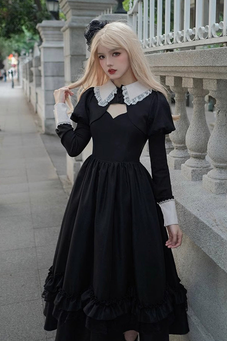 Black Symphony of the Night Solid Color Jacquard Gothic Lolita Jsk Dress - Product - 6