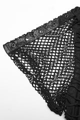 Black Short Sleeves Stitching Mesh Ripped Men's Punk T-Shirt - Product - 7