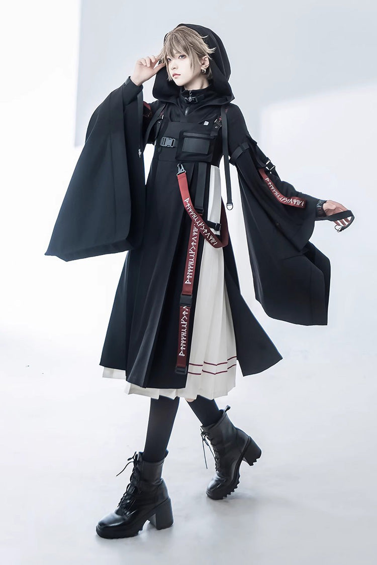 Black Unmarked Blade Long Sleeves Print Gothic Handsome Ouji Lolita Innerwear - Product - 8