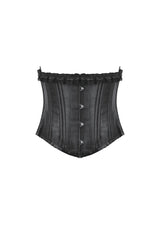 Black Solid Color Sleeveless Lace Lace-Up Women's Punk Underbust Corset - Product - 3