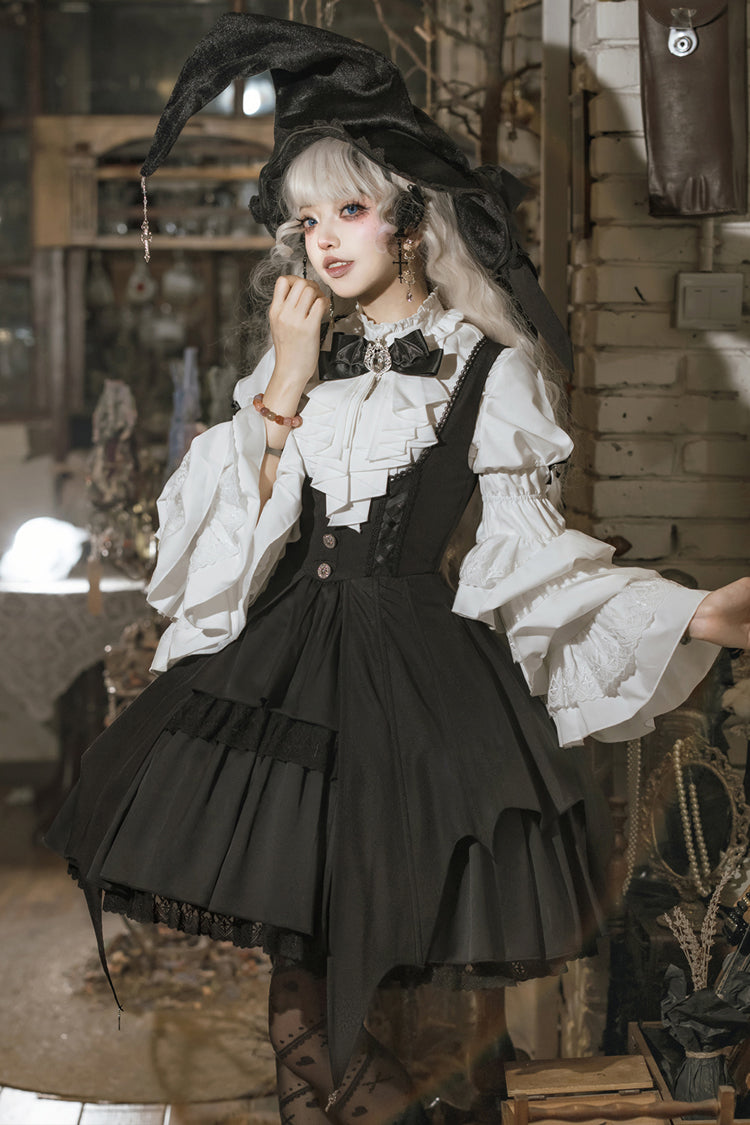 Black Magical Girl Ruffle Cardigan Bowknot Gothic Princess Lolita Strap Dress - Product - 6