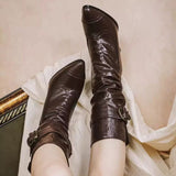Retro Faux Leather Pointed Toe High Heel Lolita Boots 3 Colors - Product - 7