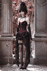 Black/Red Duchess Rococo Fishbone Girdle Multi-layer Ruffle Gothic Lolita Skirt - Product - 3