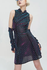 Multi-Color Punk Chinese Style Cheongsam Collar Sleeveless Women's Short Dress - Multi-Color - 1